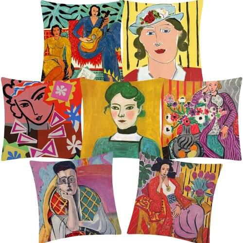 Henri Matisse Art Painting Cushion Covers Portrait Oil Painting Decorative Pillow Case Living Room Home Decoration