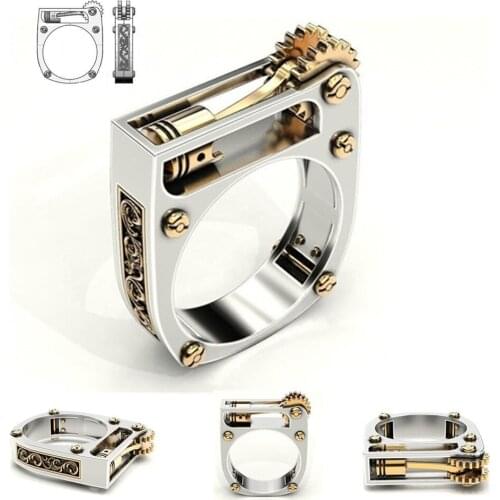 2020 New Fashion Mechanical Gear Wheel Men Ring Silver Color Punk Wedding Band Finger Rings for Women Modern Wedding Jewelry