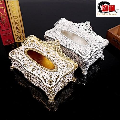 New European Style Back Draw Box Retro Living Room Paper Towel Seat Hotel Napkin Box Creative Tissue Box tissue holder