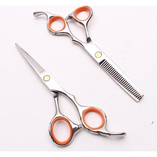 2Pcs 5.5" 6" Stainless Customize Logo Barber Shop Cutting Shears Thinning Scissors Professional Hair Scissors Styling Tool C1009