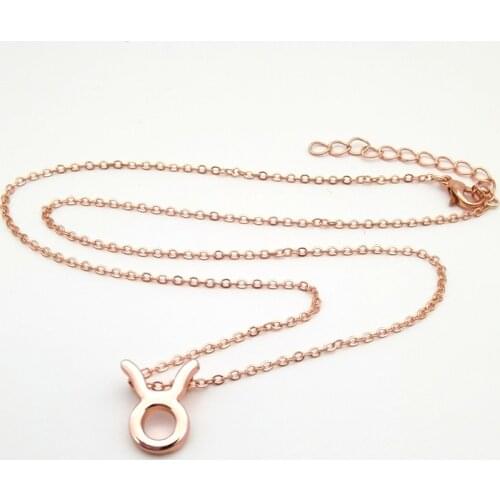 New rose gold 12 zodiac sign necklace ins spot constellation card clavicle chain