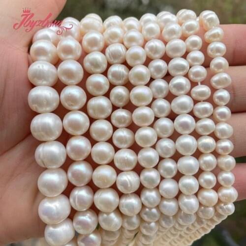 6-7,7-8,8-9mm Nearround White Freshwater Pearl Bead High Grade Natural Stone Beads For DIY Bracelets Necklace Jewelry Making 15"