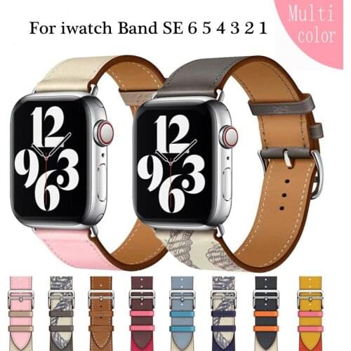 Correa Apple Watch SE 6 Band 40mm 44mm Genuine Leather Solo Loop Bracelet Strap Sports Girdle iWatch Series 5 4 3 Belt 38 42mm