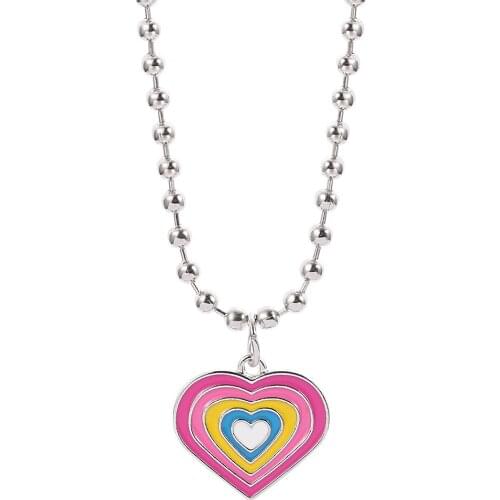 Luxury Brand Color Enamel Forever Love Heart Necklace Women Girls Wedding Jewelry Harajuku Heart Pendant Choker Hot Sale 2020