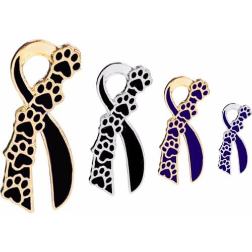 Cute Dog Cat Pet Paw Prints Brooches Badges Enamel Ribbon Brooch Pin Women Girls Scarf Sweater Jewelry Pet Animals Lovers Gifts