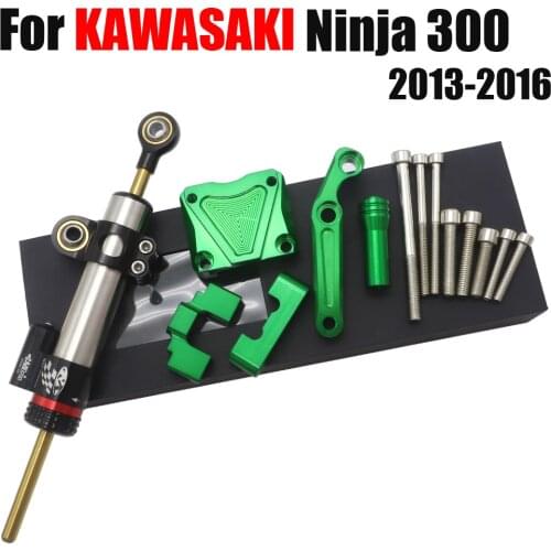 Ninja 300 EX 300 CNC Adjust Steering Damper Stabillizer Bracket Kit Set Mount For Kawasaki EX300 NINJA300 2013-201