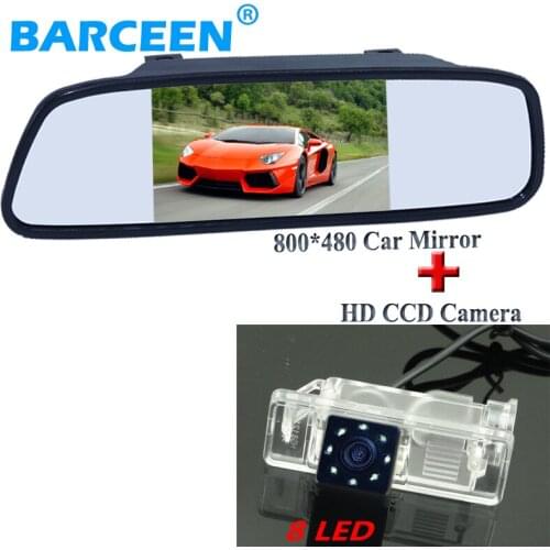 Use for car parking 5" universal car mirror with 8 led rainproof car rear reversing camera adapt for Benz Viano Vito