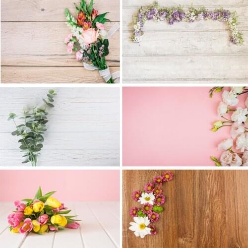 Vinyl Custom Photography Backdrops Prop Flower and Wooden Planks Photo Studio Background 191029STR-0003