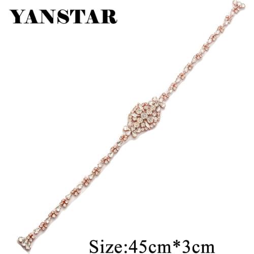 YANSTAR (30 pcs) Wholesale Wedding Dress Belt Rhinestone Applique Sew On For Bridal Gown Sash DIY Bridal Belt YS868