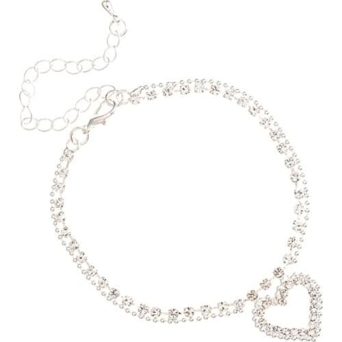 YFJEWE For Woman Sandals On the Leg Chain Foot Jewelry Women Ankle Summer Beach Heart Shaped Charm Rope String Anklets A008