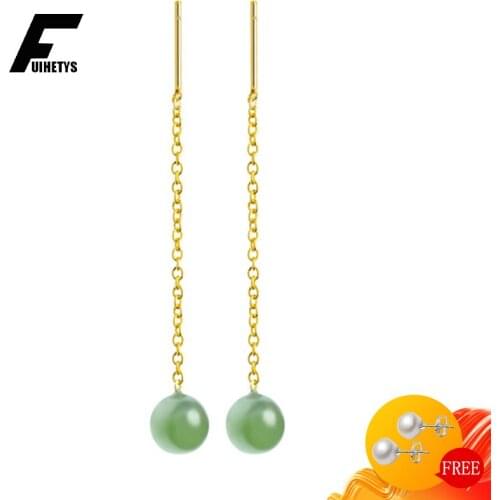 New Earrings 925 Silver Jewelry with Emerald Gemstone Long Style Drop Earrings for Women Wedding Party Ear Accessories Wholesale