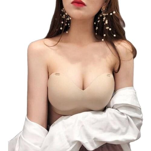 2021 Women Push Up Bra Breathable Sexy Silicone Bra Seamless Wire Free Strapless Bras Solid Lingerie Bras