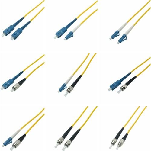 10PC Fiber Optic Patch Cords SC-SC-LC-LC-FC-FC-ST-ST Simplex Single-mode 2.0 3.0mm Optical Fibre Jumper Ftth Patch Lead IL 0.3dB