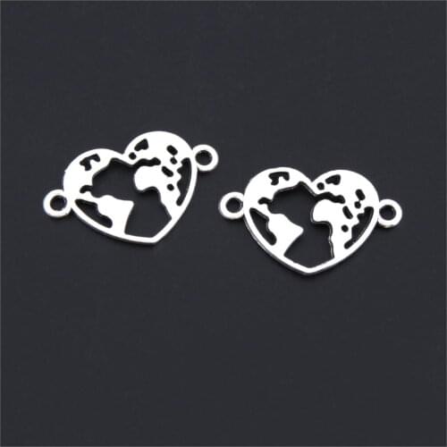 20Pcs Silver Color Classic World Map Charms Holiday Travel Connector Making Necklaces Bracelet Jewelry Wholesale 24X15mm A3181