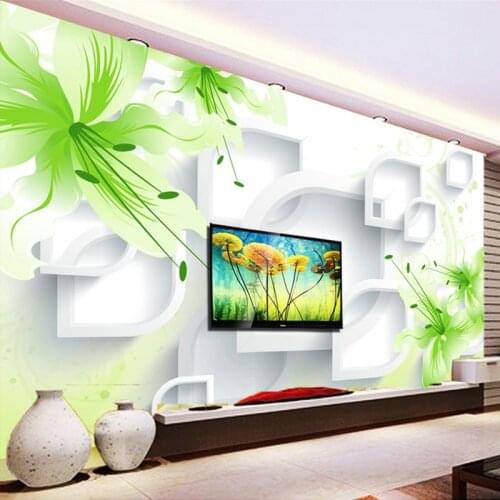 Custom 3D Photo Wallpaper Romantic Green Lily Flower Modern Simple Living Room TV Background Wall Mural Wall Papers Home Decor