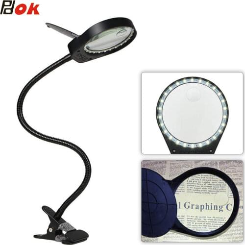 3X10X LED Magnifying Glass Light 5W Magnifier 97mm Dia Lens 38 LEDs For Reading,Embroidering,Inspection Clip-on Table lamp
