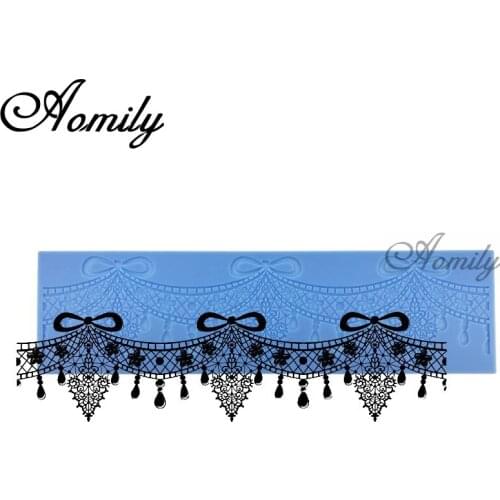 Aomily Beautiful Lace Wedding Cake Silicone Flower Fondant Mold Mousse Brim Decor Sugarcraft Icing Mat Pad Pastry Baking Tool