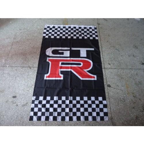 Free shipping 100% polyster gtr vertical checkered flag for carnissan gtr banner, 90X150CM size