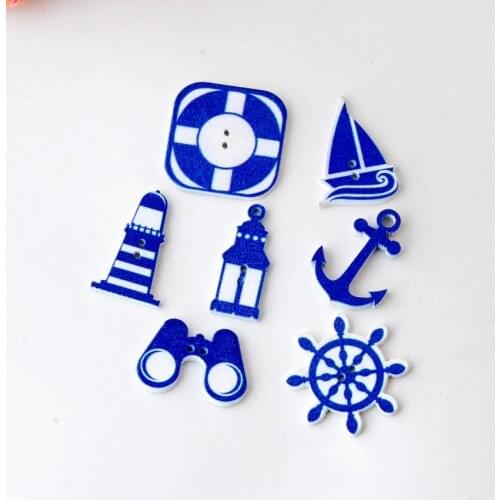 Free Shipping 50pcs Random Mixed Painted Navigation 2 Holes Wood Buttons Scrapbooking 13-30mm J2769