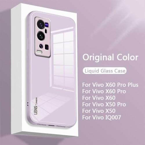 Liquid Silicone Tempered Glass Case For Vivo X60 Pro Plus X50 Pro IQ007 5g 4g Original Color Camera Lens Protection Cases