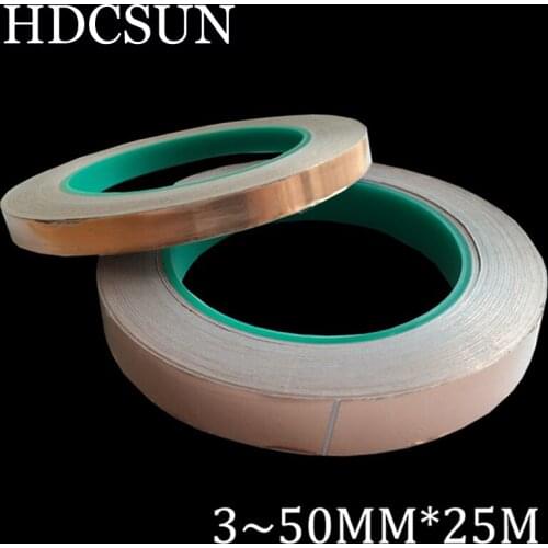 3~50mm *25M Double Sided Conduct Copper Foil Tape Mask Electromagnetic Shielding double side conductive copper foil tape