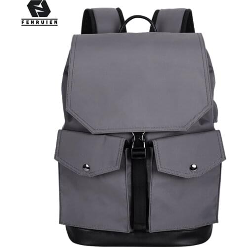 Fenruien Simple Backpack for Men Waterproof Nylon Breathable Backpacks 15.6 Inch Laptop Bag Travel Backpack with USB Charging
