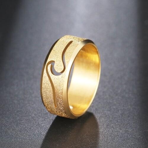 CACANA 316L Stainless Steel High Quality Ring Simple Matte Fashion Wavy Sea Rings Finger Engagement Gift For Women Jewelry