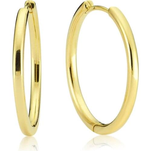 Valori Jewels Round Style,Gold Plated, Sterling Silver Large Hoop Earrings