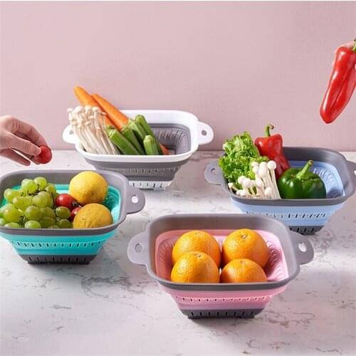 Kitchen Foldable Strainer Drain Basket Organizer Collapsible Fruit Vegetable Washing Baskets Container