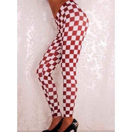 High Street Womens Leggings 4 Colors Plaid Prints Fitness Pants Wholesale High Waist Stretch Slim Jeggings For Women