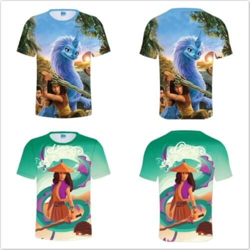 Summer Baby Boys Girls Short Sleeve 3D T-Shirts Children Clothing Tops Tees Cartoon Disney RAYA Print Kids Clothes 2-12 Year