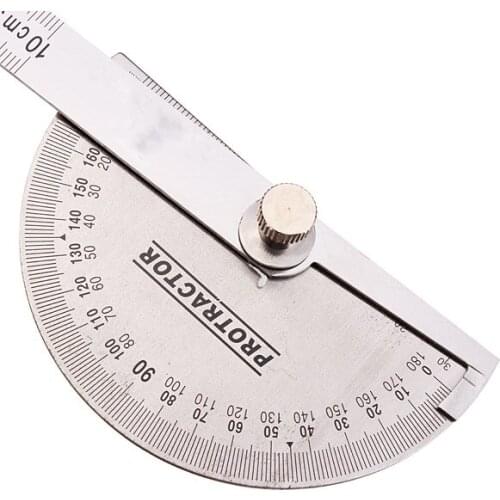 0-180 Degree Angle Ruler 90 x 150mm Protractor Round Head Stainless Steel Adjustable Universal Measuring Tool Angle Finder Gauge