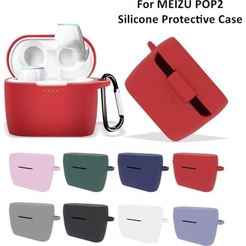 For Meizu POP 2 Case Anti-fall Soft Silicone Case Wireless Earphones Protection Sleeve Anti-slip Charging Box Case With Keychain