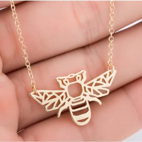 Wholesale Mini Cute Honeycomb Bee Necklace Wave Beach Pendant Women Men Girls Unisex Trendy Fashion Jewelry Christmas Gifts 2020