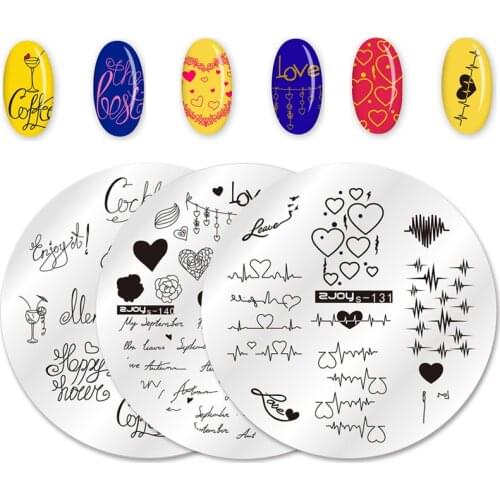 WAKEFULNESS Valentines Day Nail Stamping Plates Heart Single Love Theme Nail Art Image Stencil Stamp Manicure Template Tools