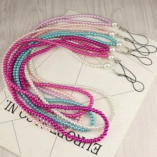 6 PCS/Lot Universal Artificial Pearl Mobile Phone Straps Rope Neck Lanyard For Keys ID Card iPhone Samsung Xiaomi Huawei