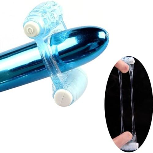 Sex Shop Cock Ring Penis Ring Double Heads Vibrator Clit Stimulator Persistent Erection More Intense Ejaculation Sex Toy For Men