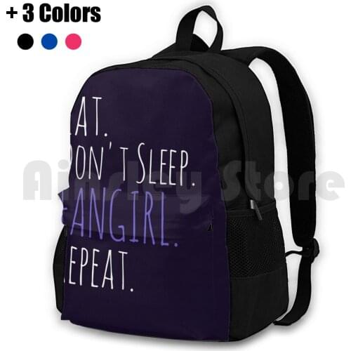 Eat , Don'T Sleep , Fangirl , Repeat ( White ) Outdoor Hiking Backpack Riding Climbing Sports Bag Fictional Characters