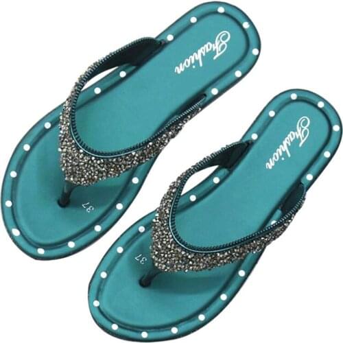 Women Fashion Flip-Flops Ladies Sequins Slippers Women Flat Shoes Clip Toe Outdoor Slides Female Sandals 36-40 Size Slider