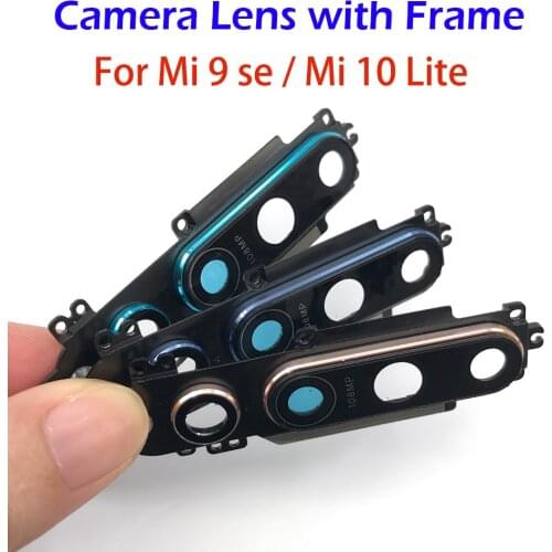 10Pcs/Lot Back Rear Camera Glass Lens Glass With Frame Holder Replacement For Xiaomi Mi9 Mi 9 Se Mi 10 Pro lite Back camera