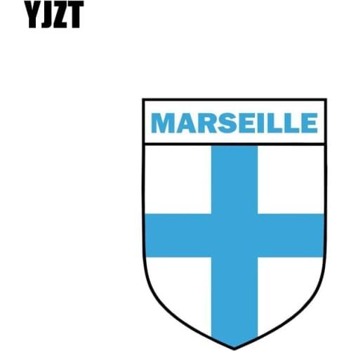 YJZT 8CM*11CM Reflective Car Sticker Marseille Shield Coat Of Arms Decal Accessories 6-2097