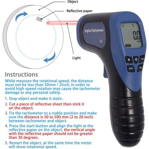 EHDIS 2.5-99999 RPM Meter LCD Tachometer Speed Gauge Non Contact Digital Laser Photo Tachometer Speed Gun Car Speedometer Tester