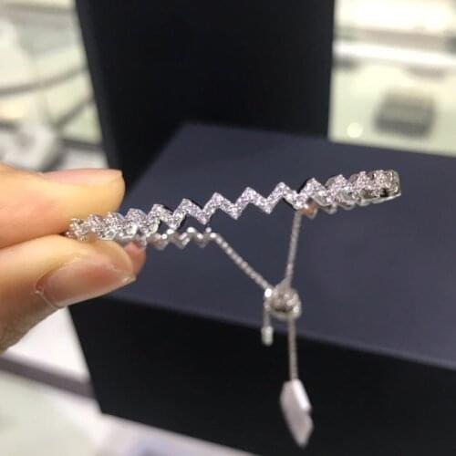 UMGODLY Luxury Brand Micro Zirconia Stones Zigzag Wave Shape Bracelet Women Fashion Jewelry