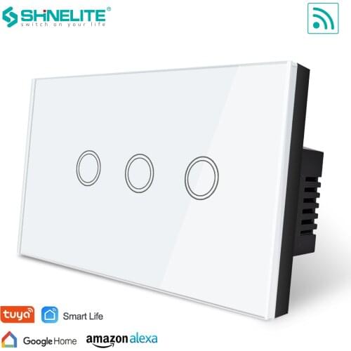 SHINELITE US Standard 3 gang Smart wifi Touch Switch, Touch WiFi APP Control, google home control , Alexa,Tuya APP Smart Life