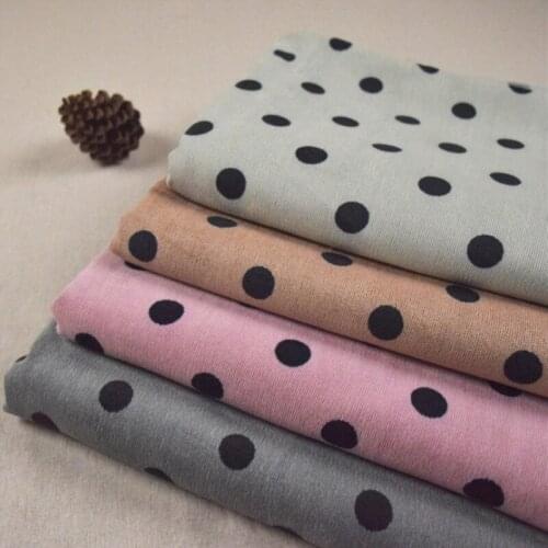 Half meter diameter 2cm black round dot print cotton corduroy fabric for garment dress overcoat trousers material T727
