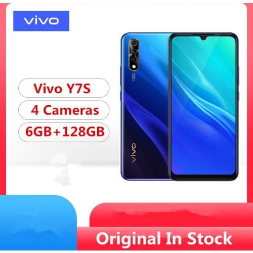 Original Vivo Y7S Mobile Phone Helio P65 Android 9.0 6.38" Super AMOLED 2340x1080 6GB RAM 128GB ROM 16.0MP Screen Fingerprint