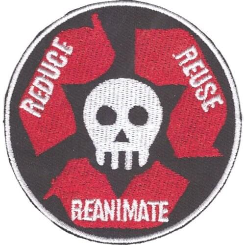 Aonepatch embroidered patches for clothing reduce,reuse,reanimate, skull Stickers applique