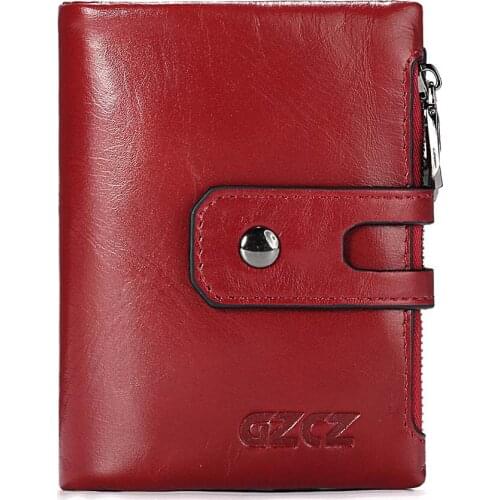 High Quality Double Zipper Leather Wallet Anti-RFID Theft Brush Coin Purse Short Style Mens Large-capacity Wallet