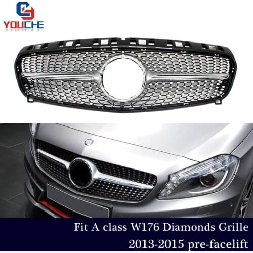 W176 Diamond Grille For Mercedes W176 A Class A180 A200 A250 A45 AMG 2013 2014 2015 Pre-facelift Front Bumper Grill
