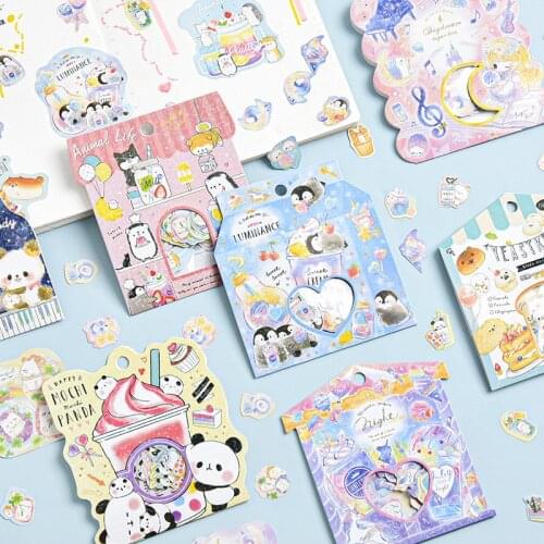 Washi Paper Cartoon Sticker Pack Cute DIY Accessory Computer Kawaii Stickers Classroom Wall Home Decoration for Kids 12pcs/set